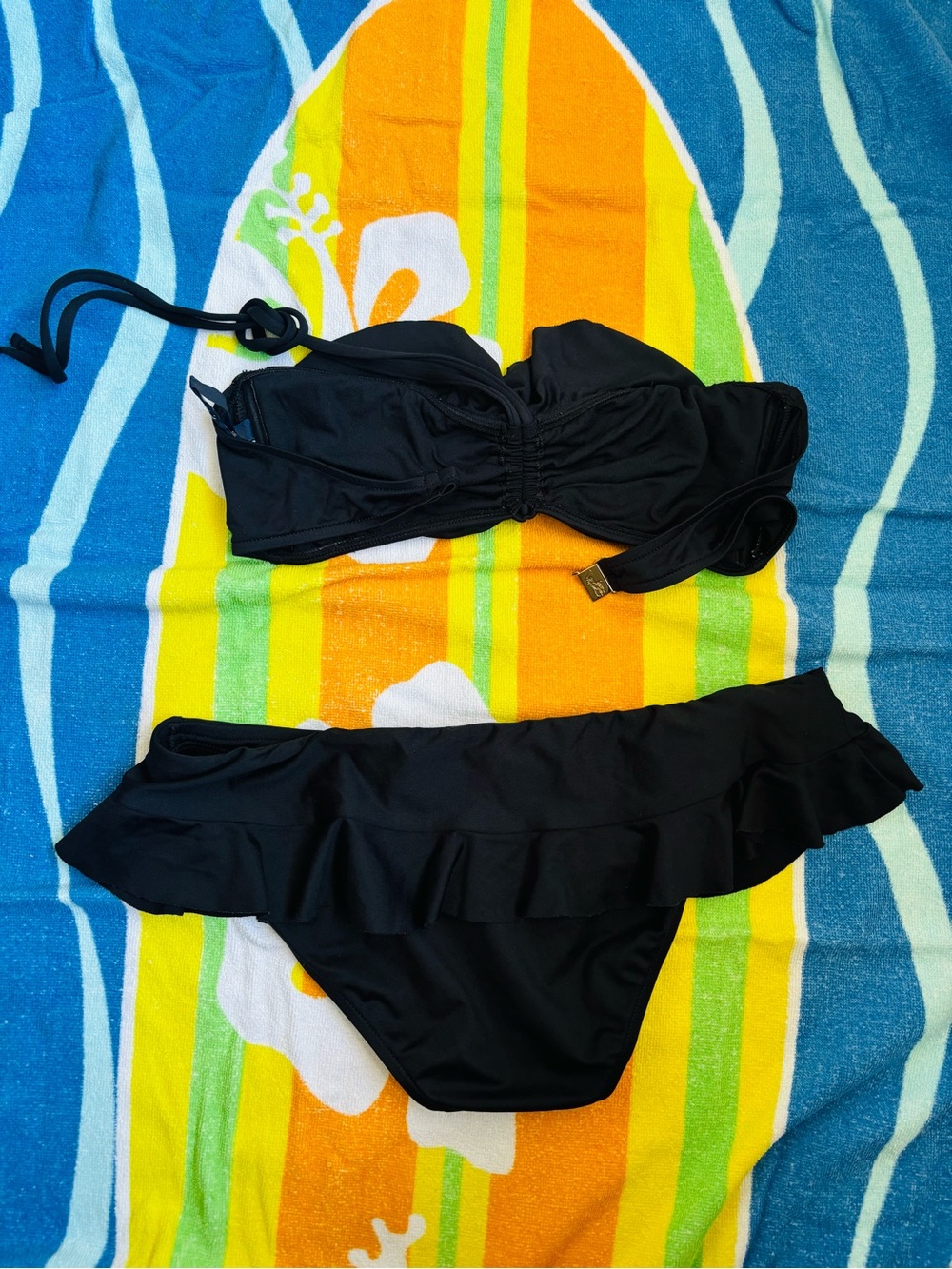 Ralph Lauren Black Ruffle Bandeau Bikini Set Size M Read Description - Picture 6 of 6